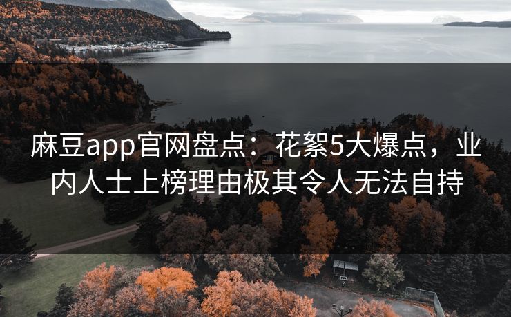 麻豆app官网盘点：花絮5大爆点，业内人士上榜理由极其令人无法自持