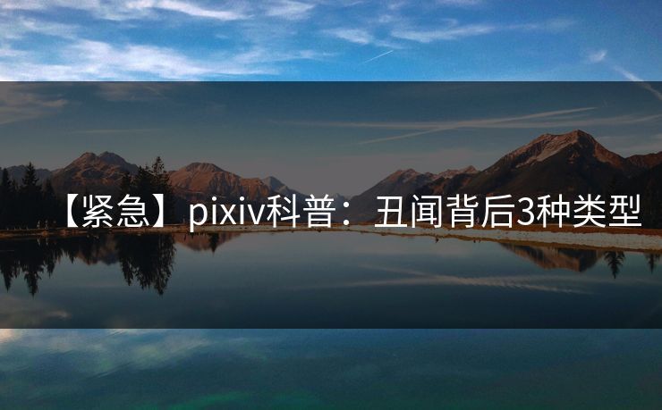 【紧急】pixiv科普：丑闻背后3种类型