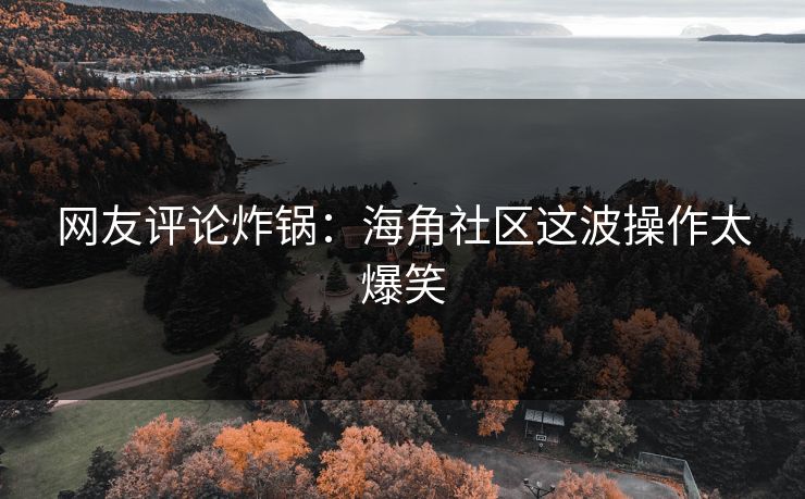 网友评论炸锅：海角社区这波操作太爆笑