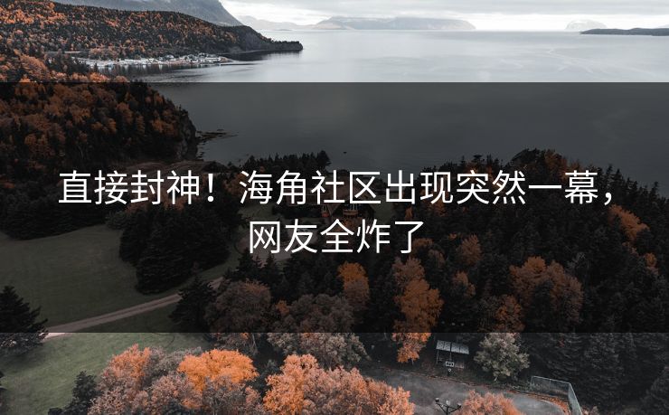直接封神！海角社区出现突然一幕，网友全炸了