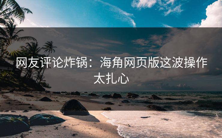 网友评论炸锅：海角网页版这波操作太扎心