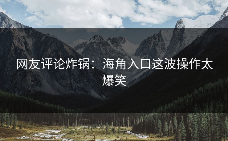 网友评论炸锅：海角入口这波操作太爆笑