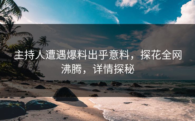 主持人遭遇爆料出乎意料，探花全网沸腾，详情探秘