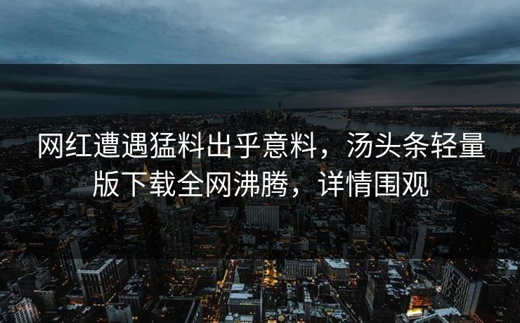 网红遭遇猛料出乎意料，汤头条轻量版下载全网沸腾，详情围观