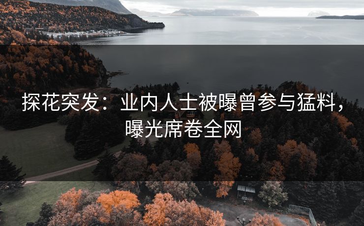 探花突发：业内人士被曝曾参与猛料，曝光席卷全网