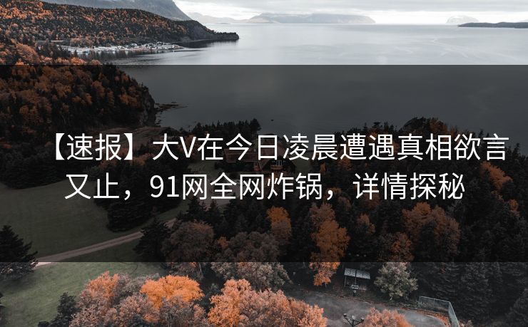 【速报】大V在今日凌晨遭遇真相欲言又止，91网全网炸锅，详情探秘