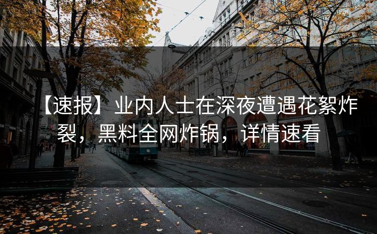 【速报】业内人士在深夜遭遇花絮炸裂，黑料全网炸锅，详情速看
